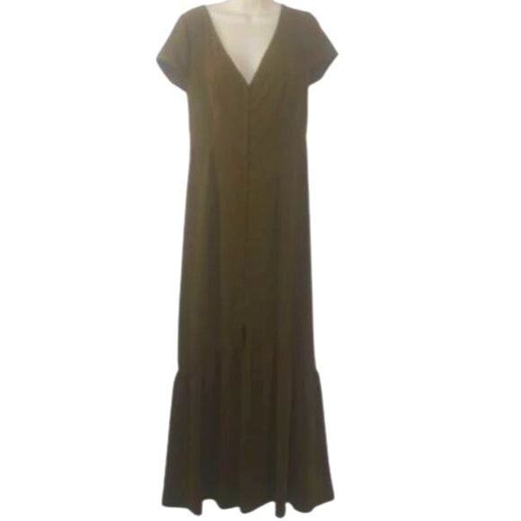 Blushing Heart Olive Green Ruffle Hem Maxi Dress - Picture 1 of 5